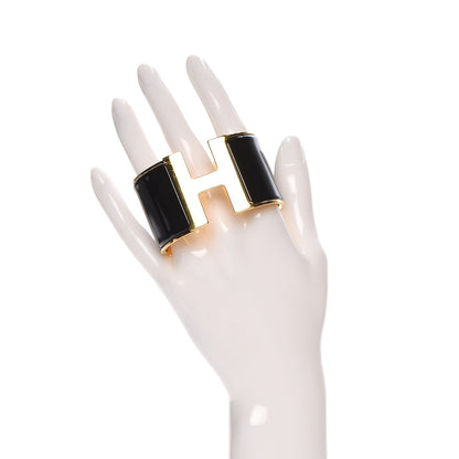 Hermes Enamel Extra Wide Clic Clac H Bracelet PM Black 7 of 10