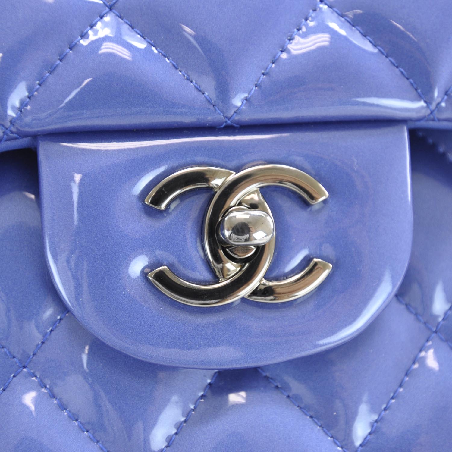 Chanel Patent Jumbo Double Flap Metallic Royal Blue 8 of 11