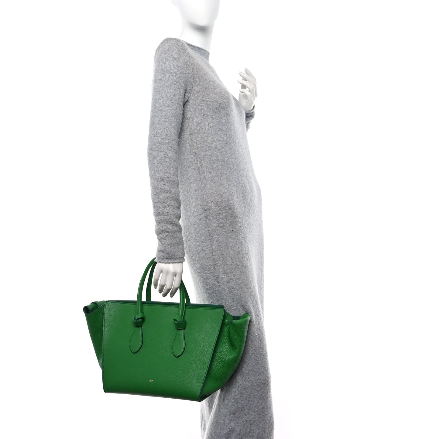 Crisped Calfskin Small Tie Knot Tote Grass Green
