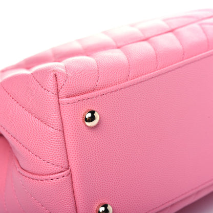 Chanel Caviar Chevron Quilted Small Coco Handle Flap Pink 13 of 15