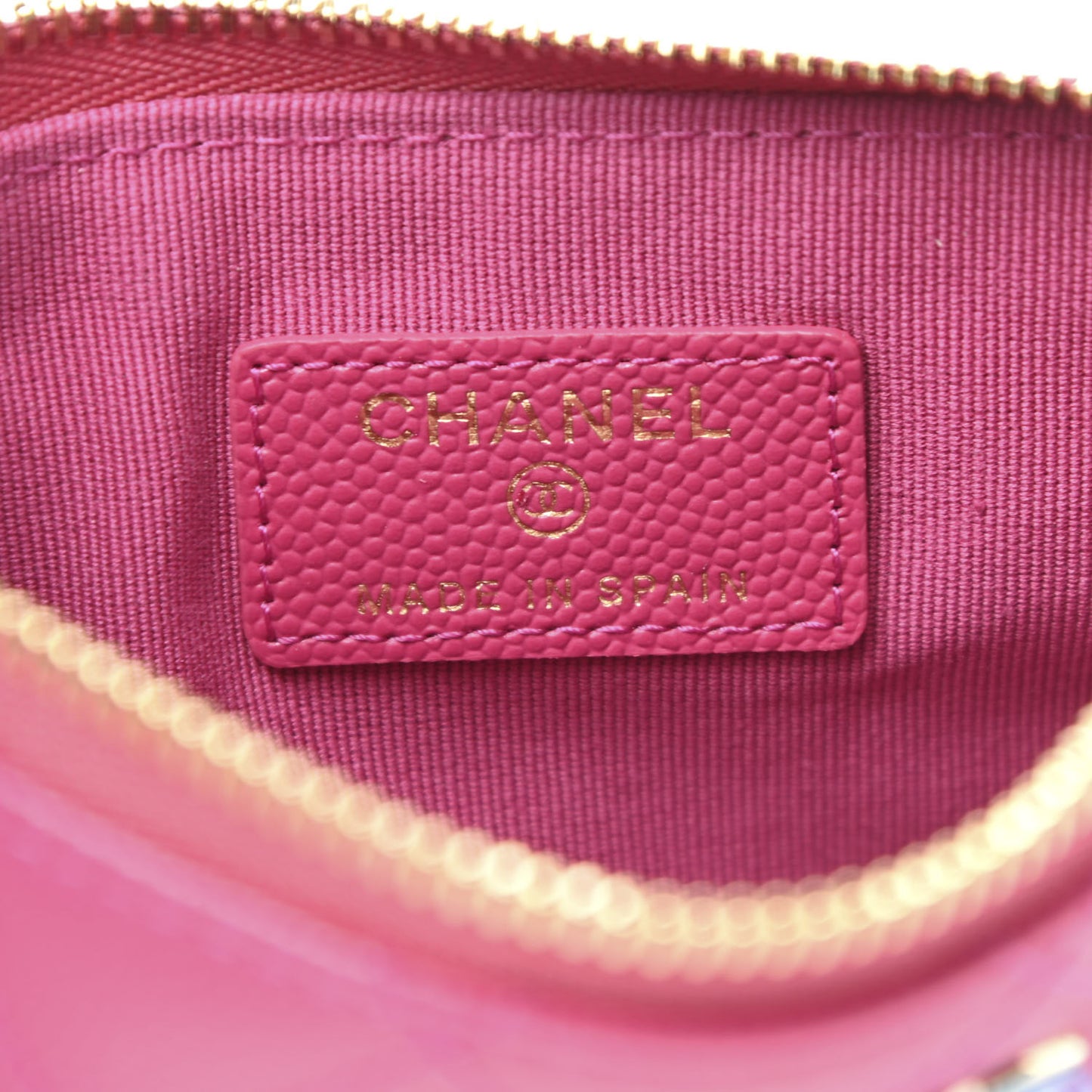 Caviar Quilted Small Cosmetic Case Fuchsia