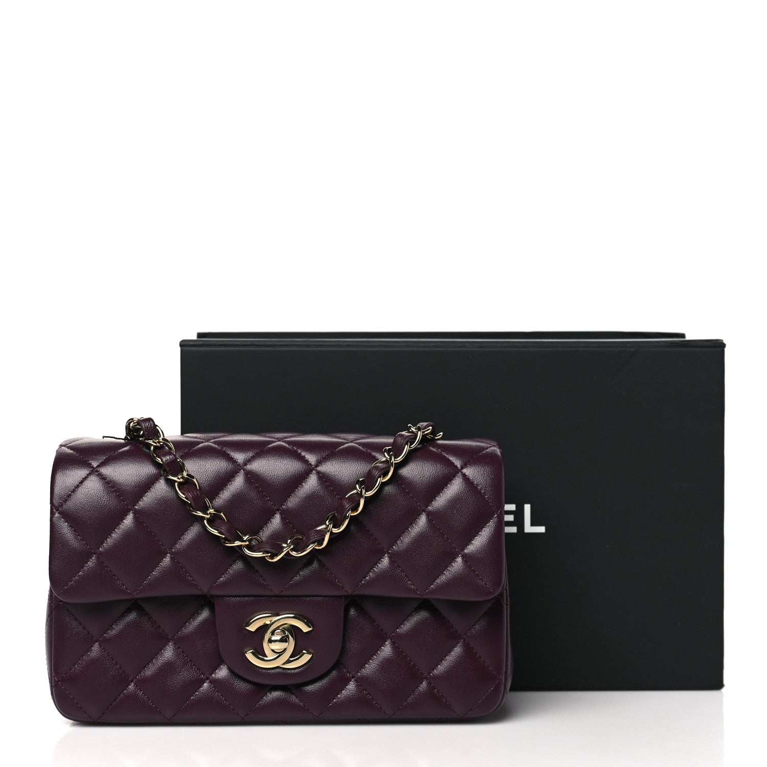 Chanel Lambskin Quilted Mini Rectangular Flap Burgundy 11 of 11