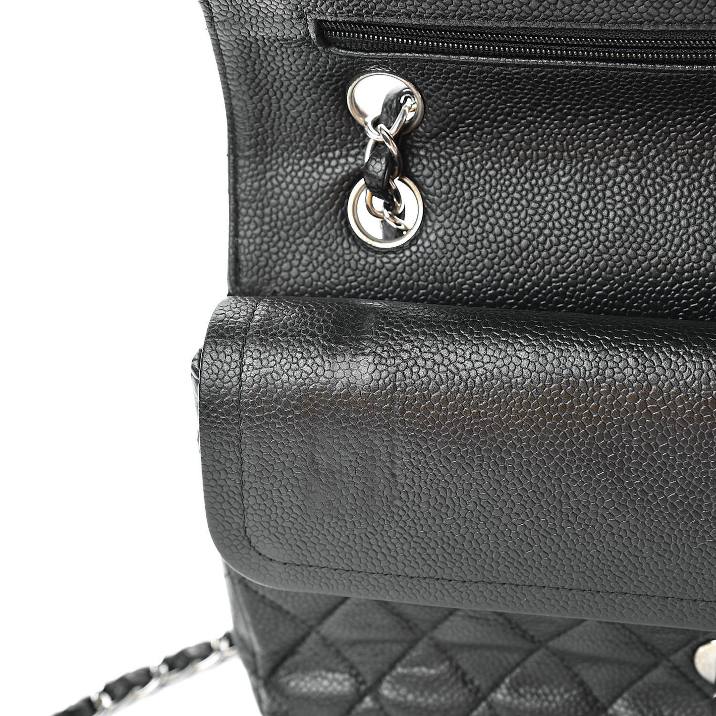 Caviar Quilted Medium Double Flap Black