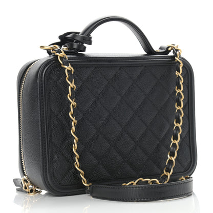 Chanel Caviar Quilted Medium CC Filigree Vanity Case Black 3 of 9