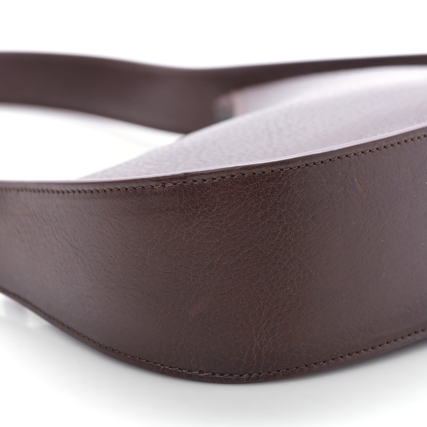 Grained Calfskin Half Moon Shoulder Bag Brown