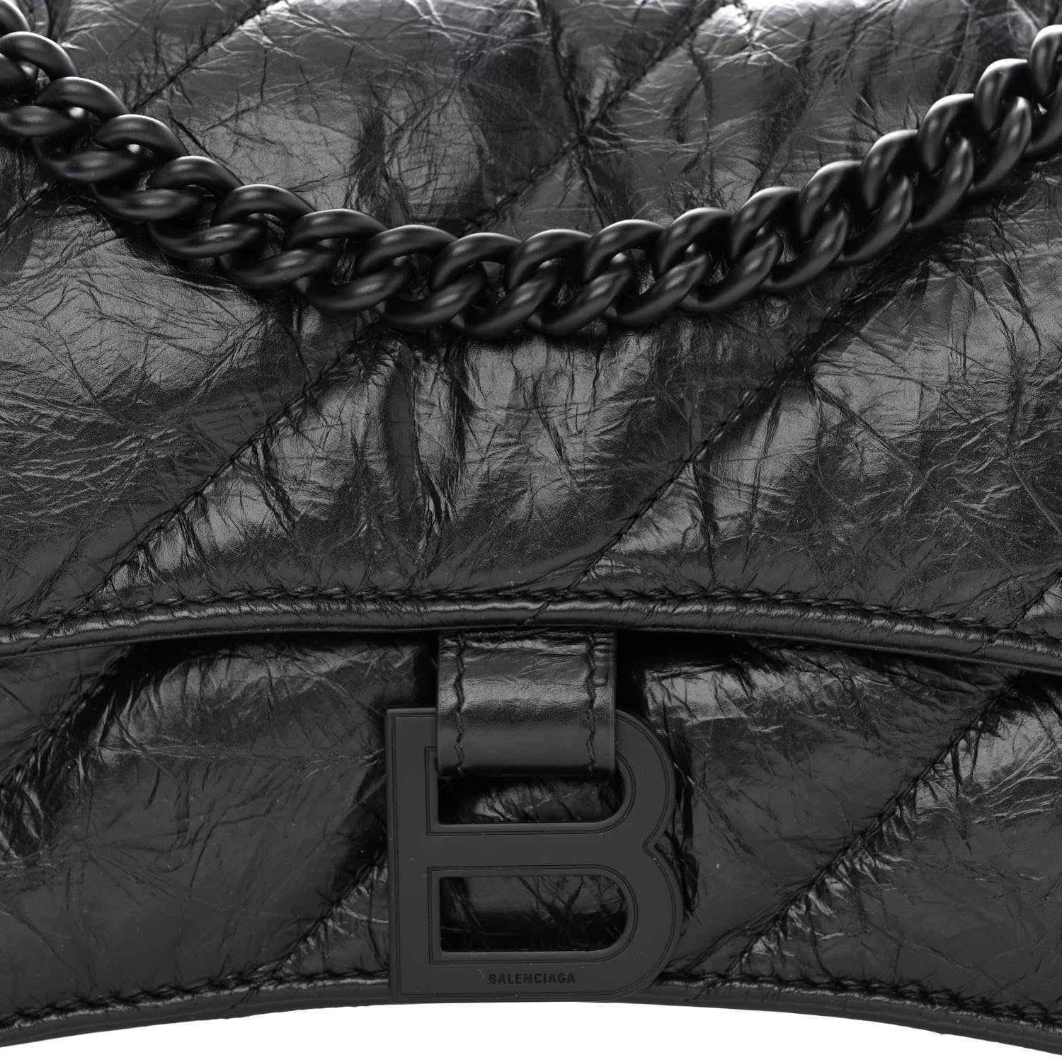 Balenciaga Crushed Calfskin Quilted Matte Black Hardware Small Crush Chain Bag Black 7 of 9