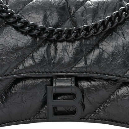 Balenciaga Crushed Calfskin Quilted Matte Black Hardware Small Crush Chain Bag Black 7 of 9