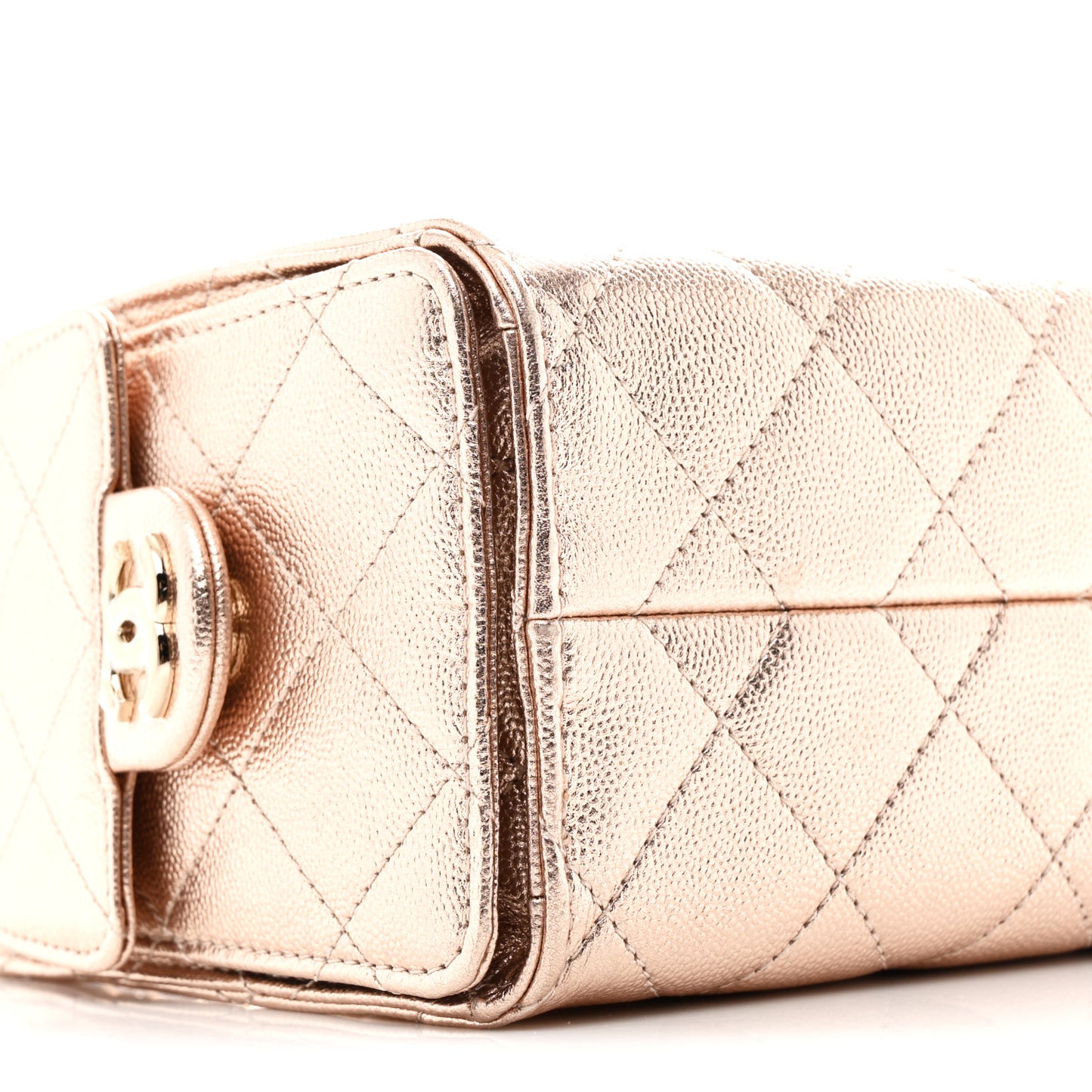 Metallic Caviar Quilted Mini Chanel 25 Handbag Copper