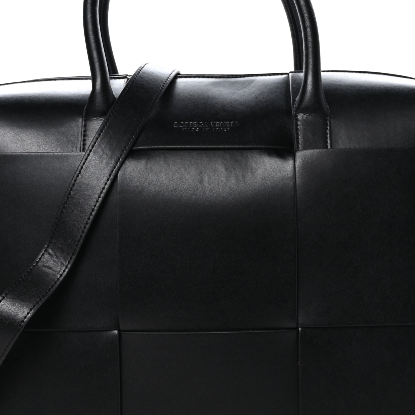 Calfskin Maxi Intrecciato Arco Briefcase Black