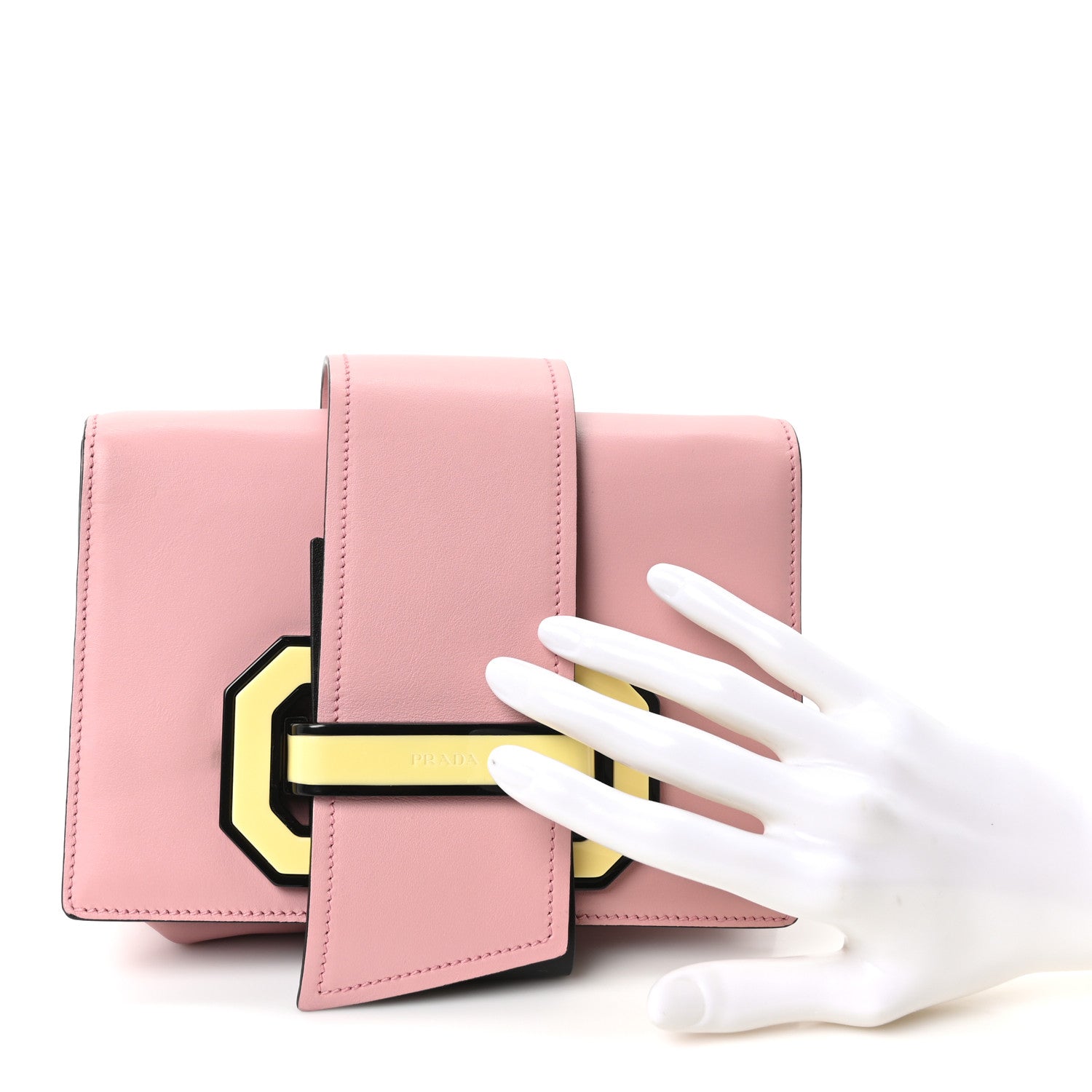 Prada City Calf Plex Ribbon Bag Pesco Giallo 2 of 9