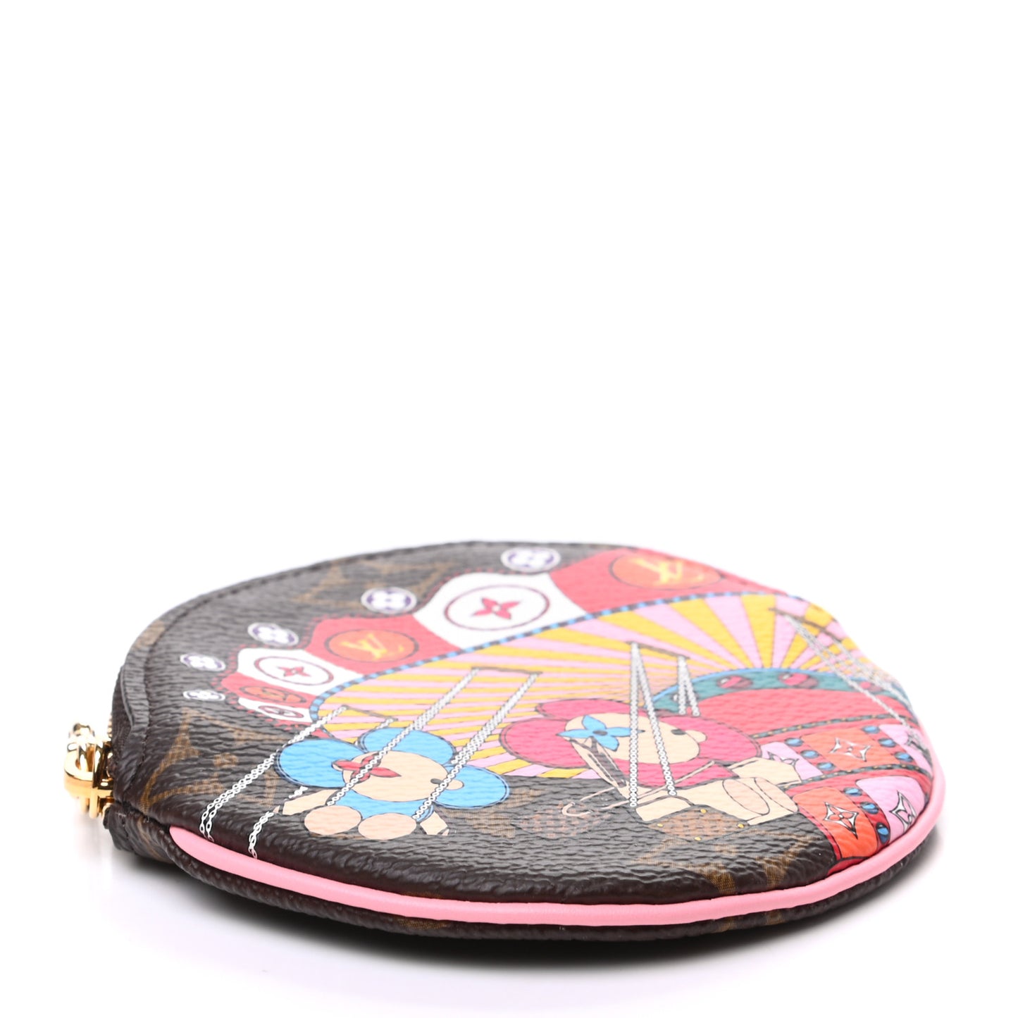 Monogram 2020 Christmas Animation Swing Ride Round Coin Purse Pink Poppy