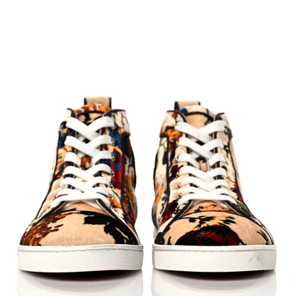 Christian Louboutin Velvet Floral Bip Bip Orlato High Top Flat Sneakers 37 Beige 2 of 8