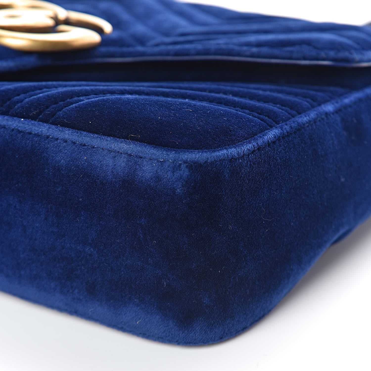 Gucci Velvet Matelasse Medium GG Marmont Shoulder Bag Cobalt Blue 9 of 13