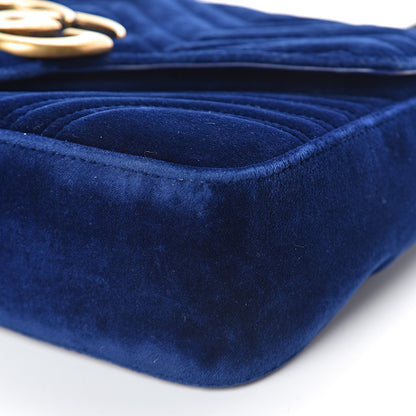 Gucci Velvet Matelasse Medium GG Marmont Shoulder Bag Cobalt Blue 9 of 13