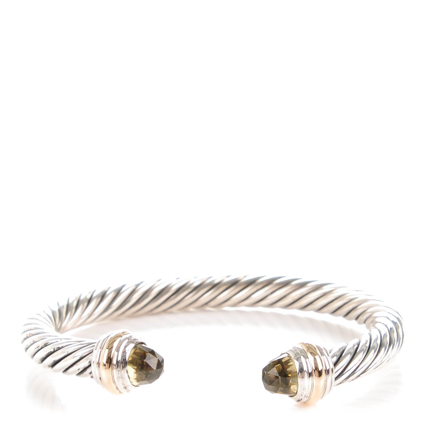 David Yurman Sterling Silver 14K Yellow Gold Lemon Citrine 7mm Cable Classics Bracelet 1 of 5