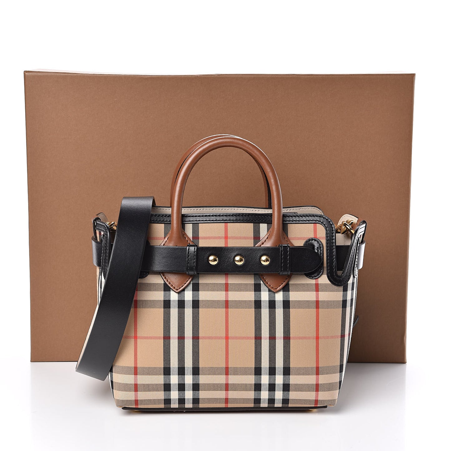 Calfskin Vintage Check Triple Stud Mini Belt Bag Archive Beige