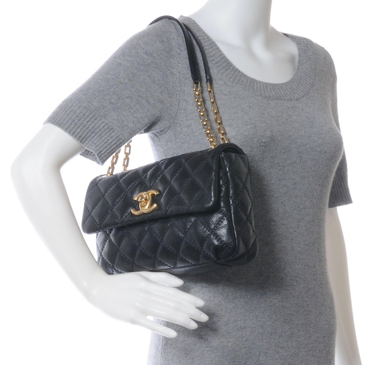 Chanel Calfskin Quilted Retro Chain Flap Black 2 of 8