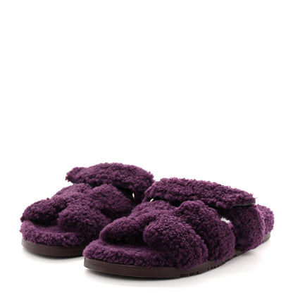 Hermes Woolskin Womens Chypre Sandals 40.5 Violet Fonce 3 of 8