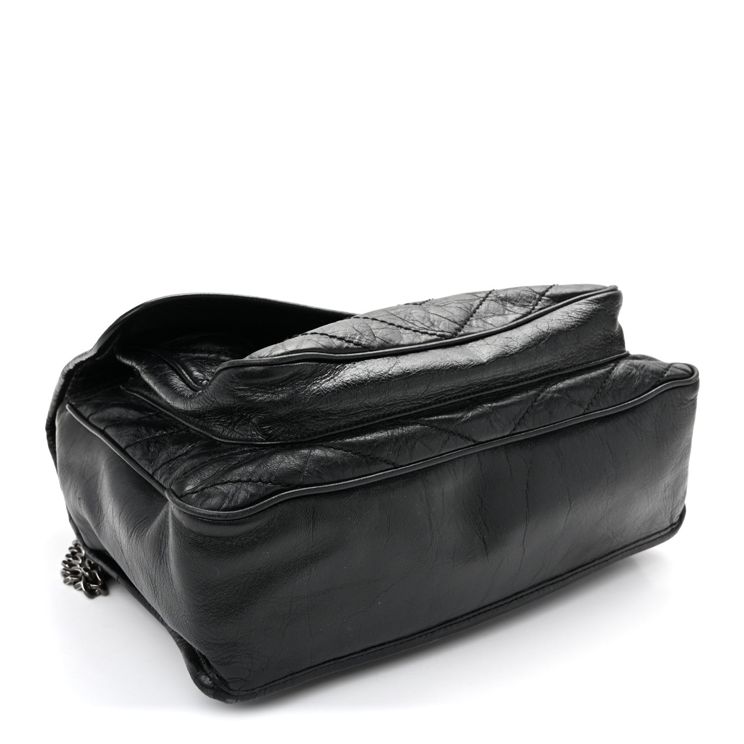 Saint Laurent Crinkled Calfskin Matelasse Monogram Large Niki Chain Satchel Black 4 of 11