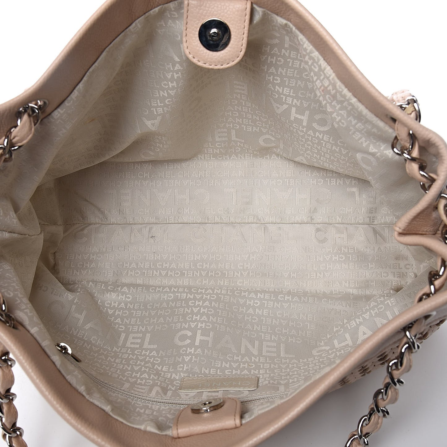 Calfskin Small Braided CC Tote Beige