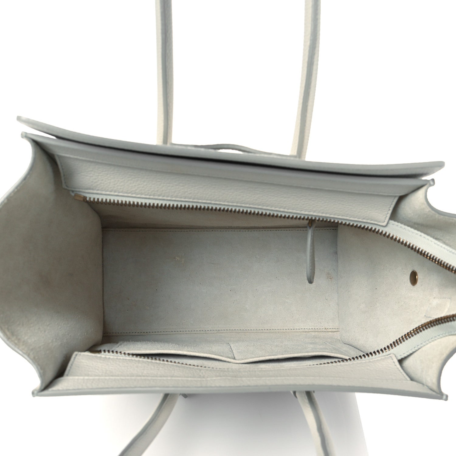 Celine Drummed Calfskin Micro Luggage Chalk 5 of 11