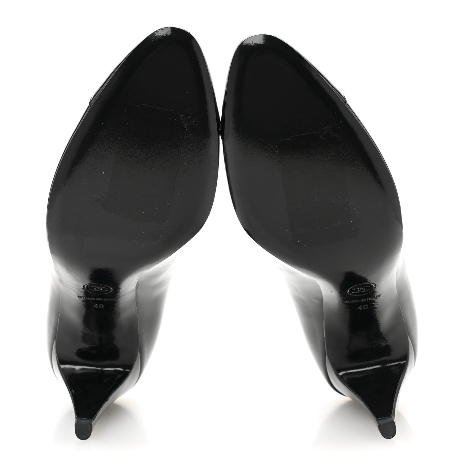 Chanel Patent Calfskin Bow Cap Toe CC Pumps 40 Black 6 of 9