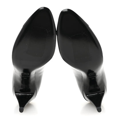 Chanel Patent Calfskin Bow Cap Toe CC Pumps 40 Black 6 of 9