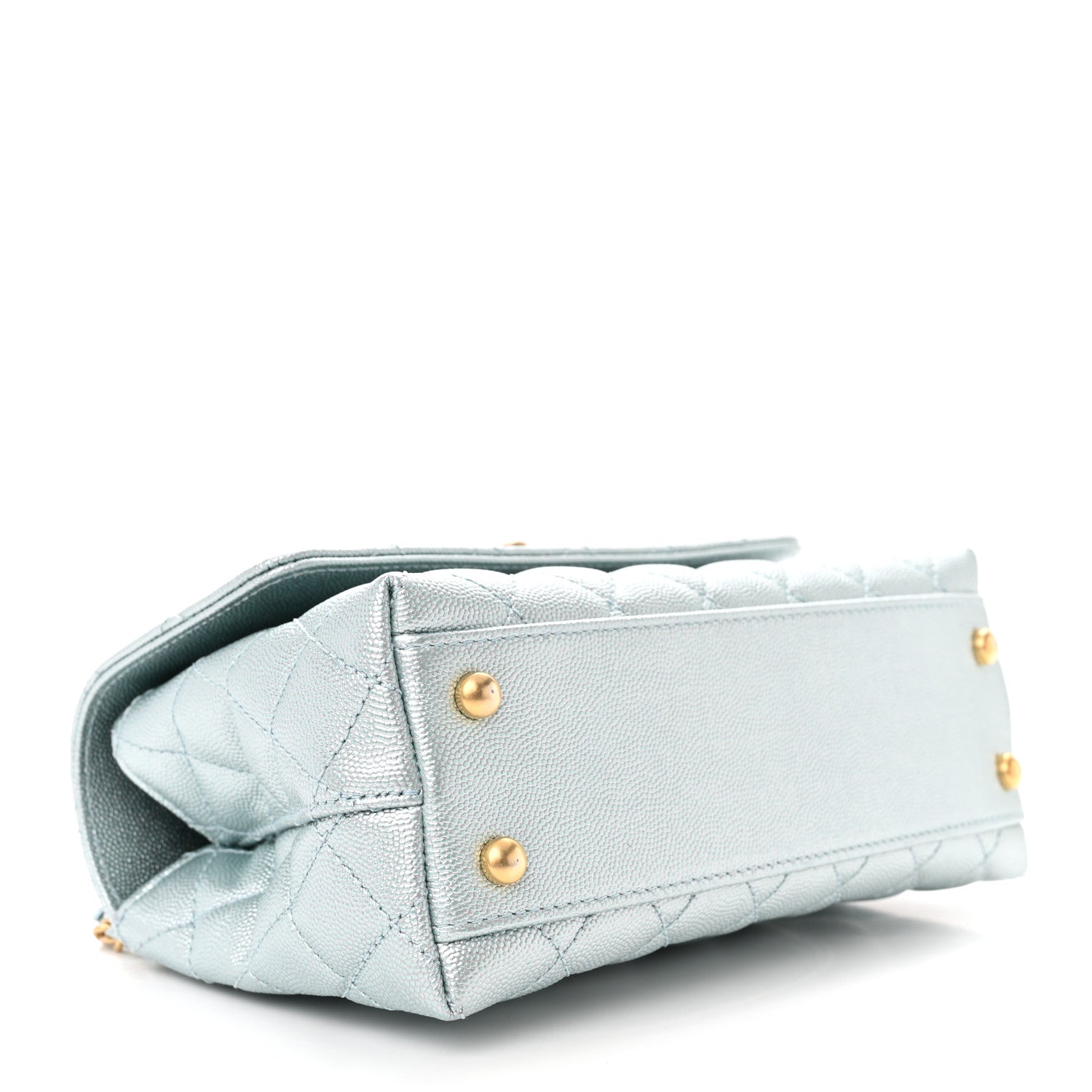 Chanel Metallic Caviar Quilted Mini Coco Handle Flap Light Blue 4 of 11