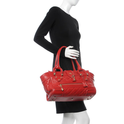 Burberry Calfskin Quilted Large Manor Tote Red 2 of 16