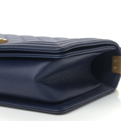Chanel Caviar Quilted Medium Boy Flap Navy 6 of 11