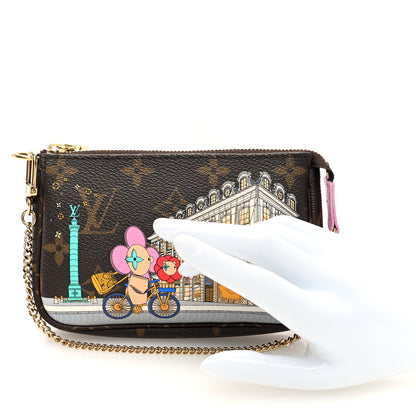 Louis Vuitton Monogram 2022 Christmas Animation Paris Mini Pochette Accessories Pink 2 of 9