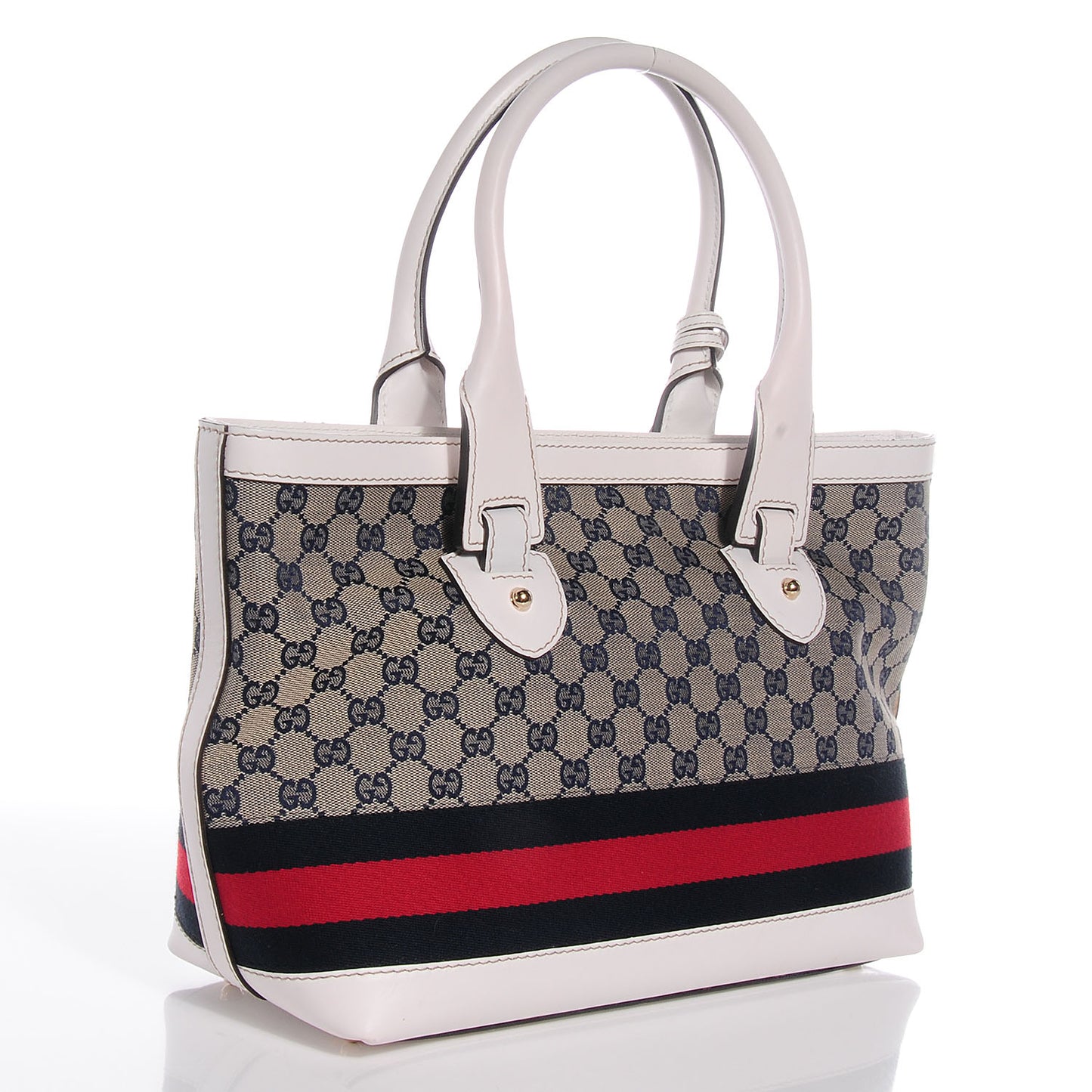Monogram Web Heritage Medium Tote White