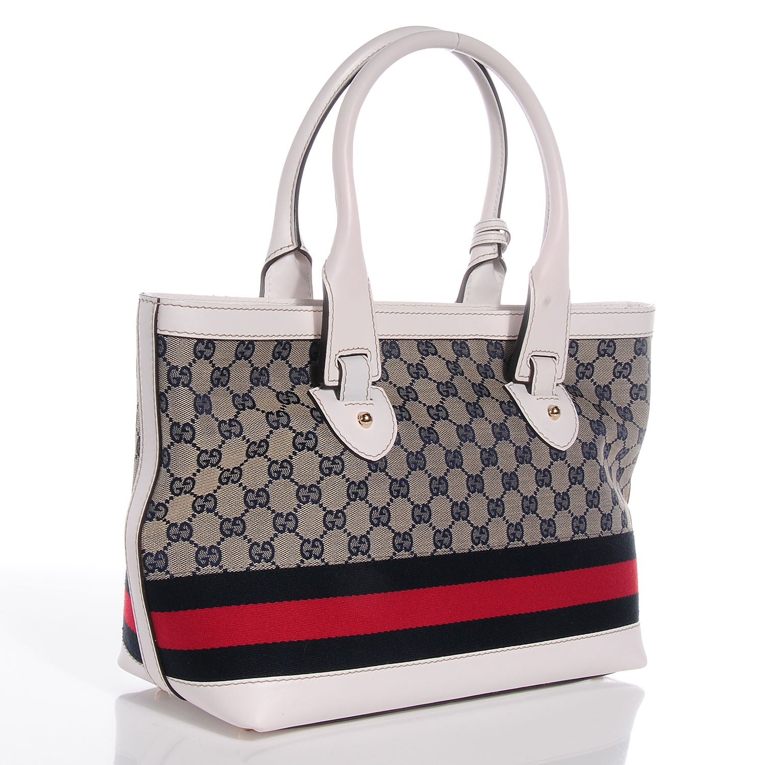 Gucci Monogram Web Heritage Medium Tote White 3 of 7