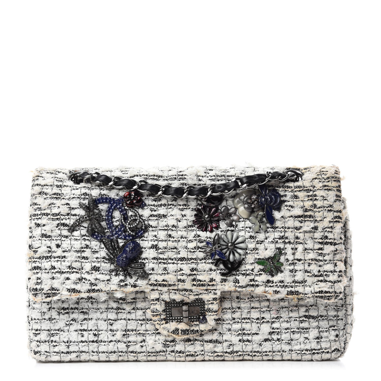 Chanel Tweed Garden Party 2.55 Reissue 225 Flap White Multicolor 1 of 22