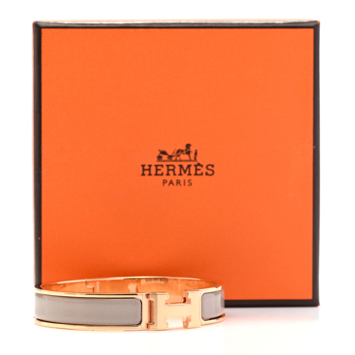 Enamel Narrow Clic Clac H Bracelet GM Marron Glace
