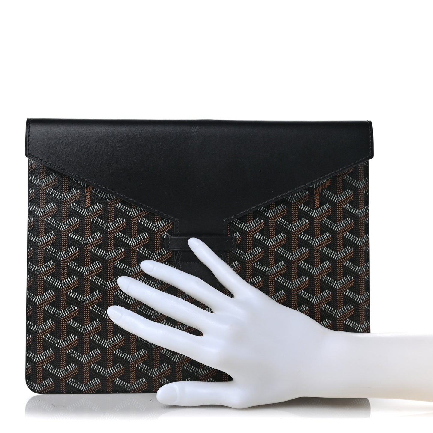 Goyardine Commando Envelope 2 Flat Large Pouch Black