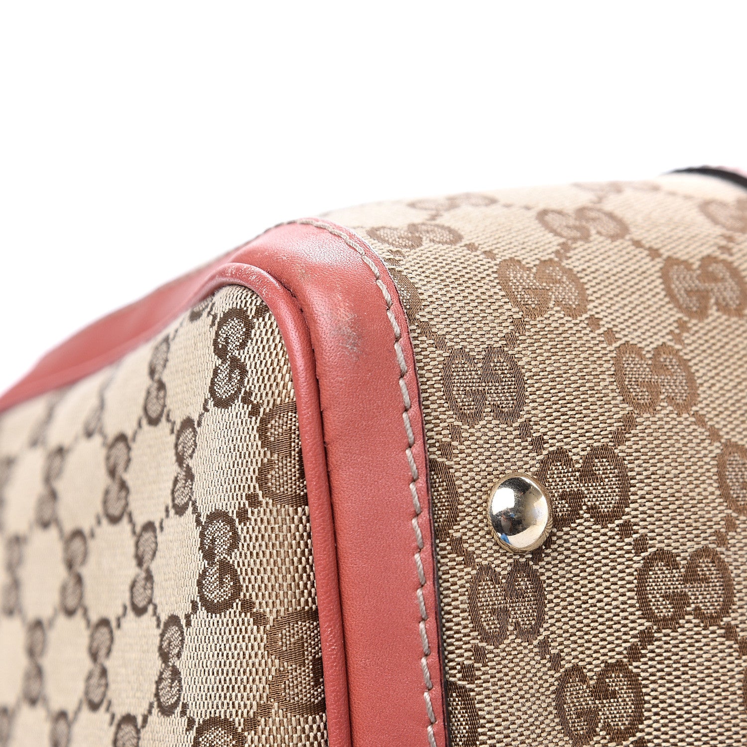 Gucci Monogram Medium Vintage Web Boston Pink 10 of 13