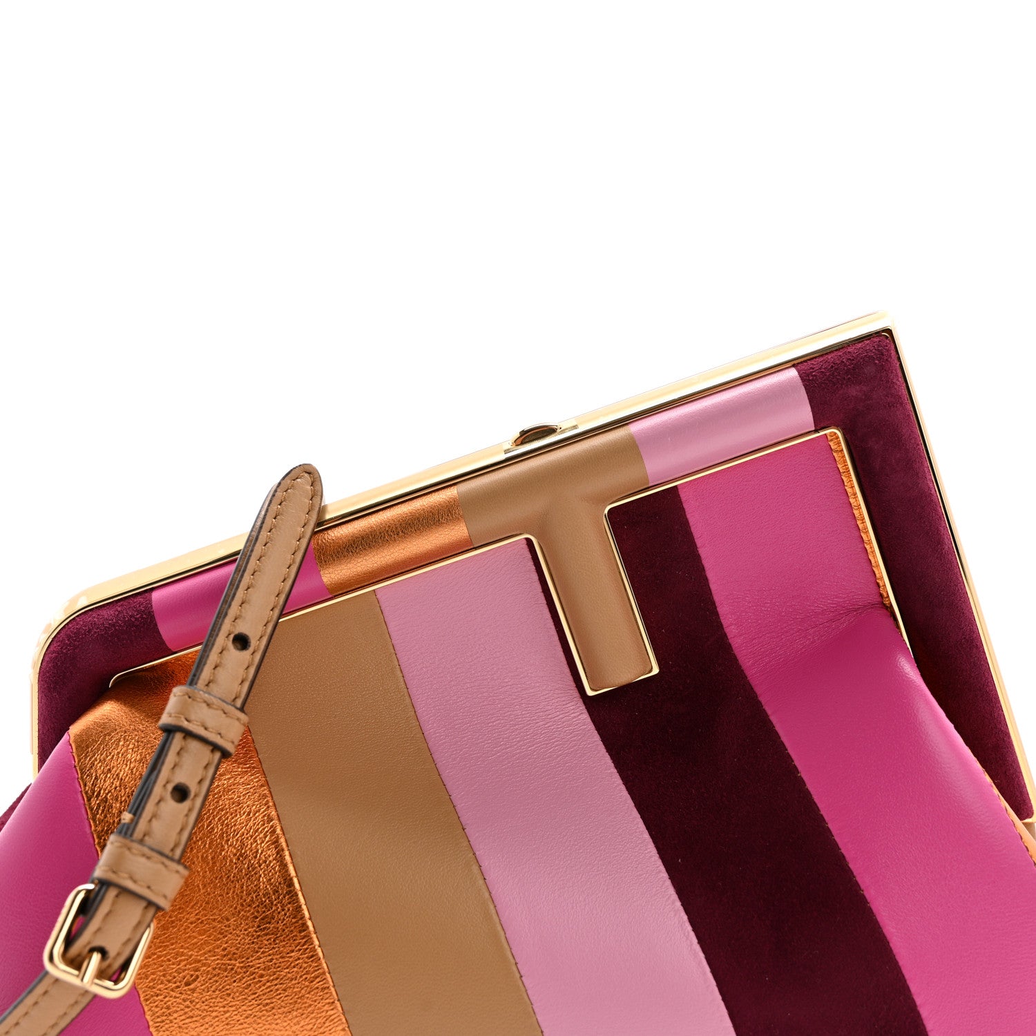 Fendi Nappa Suede Striped Inlay Small Fendi First Pink Multicolor 8 of 11