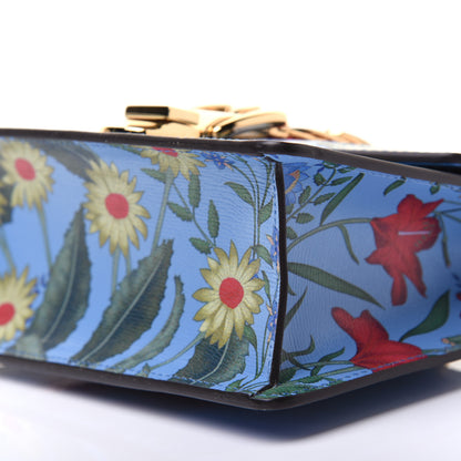 Gucci Shangai Calfskin Web New Flora Mini Sylvie Chain Shoulder Bag Azure 7 of 14
