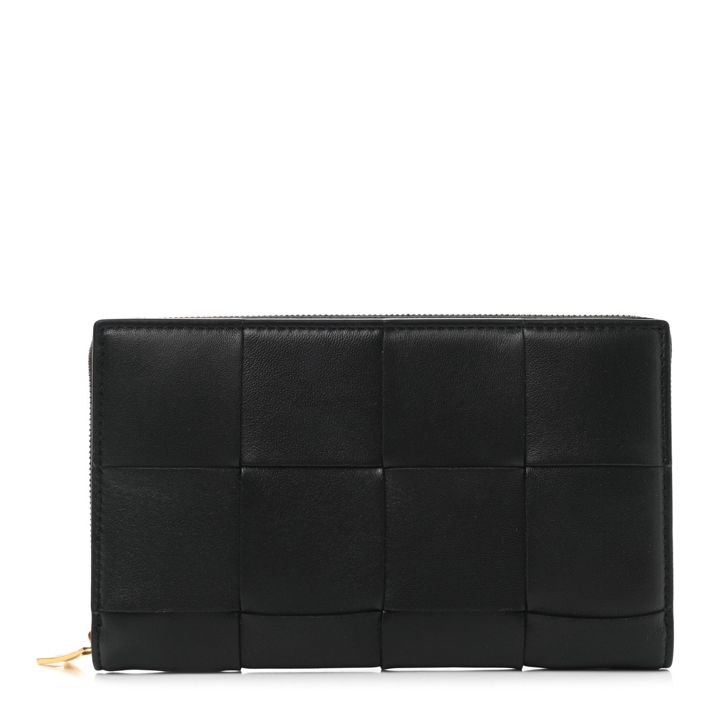 Nappa Maxi Intrecciato Zip Around Wallet Black
