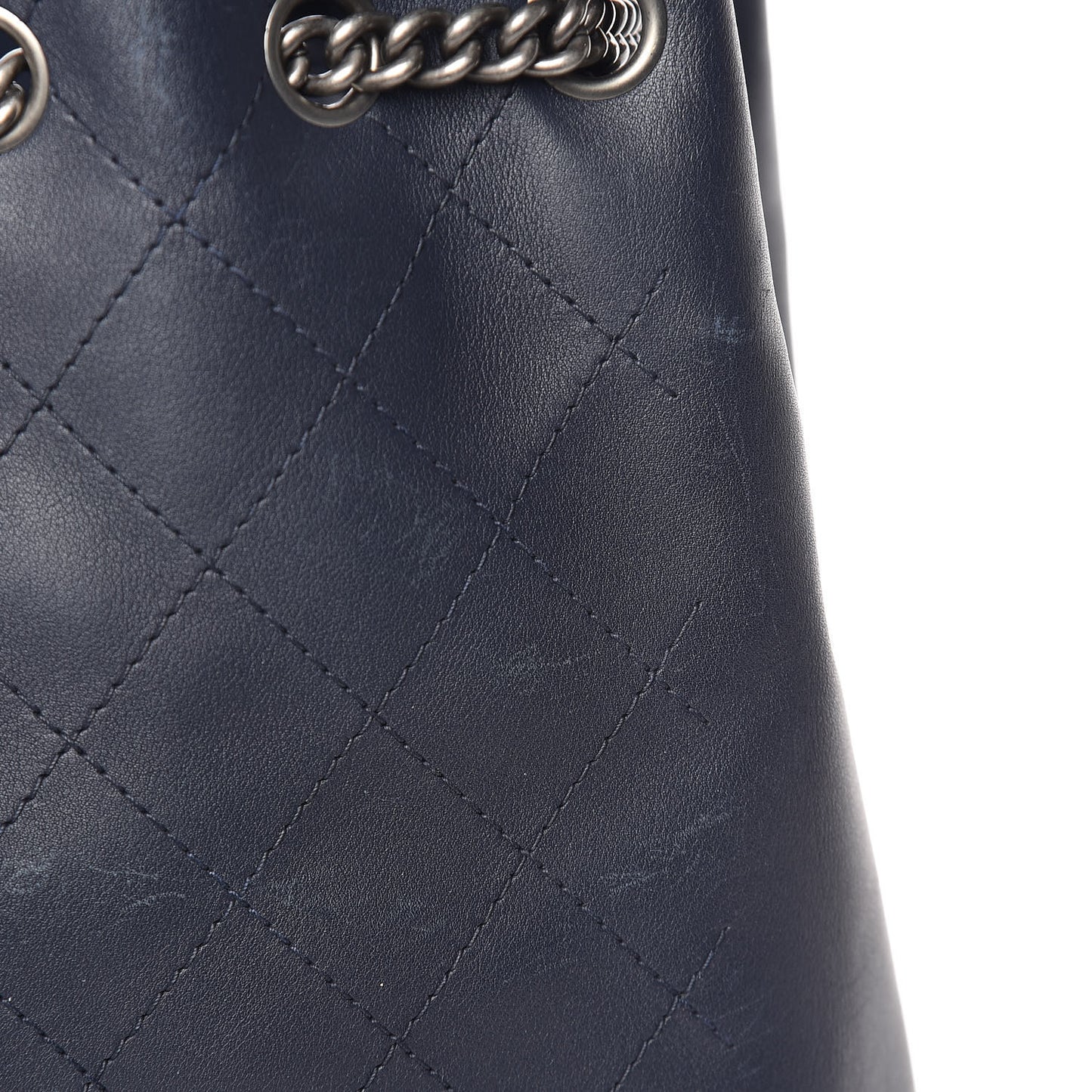 Calfskin Stitched Large Urban Luxury Drawstring Backpack Navy Blue