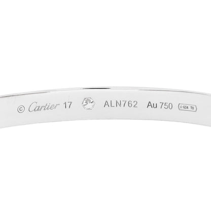 Cartier 18K White Gold 1 Diamond LOVE Cuff Bracelet 17 3 of 3