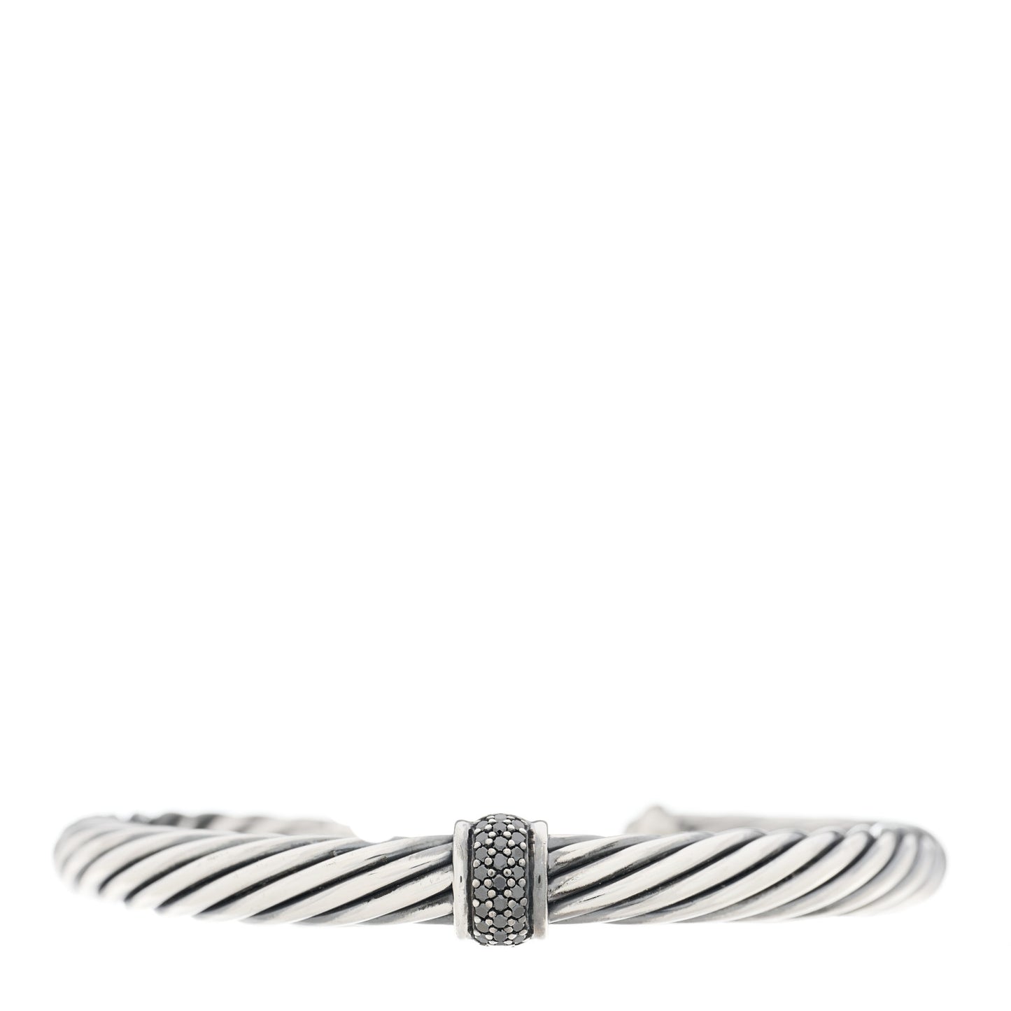 Sterling Silver Black Diamond 7mm Cable Classics Station Bracelet