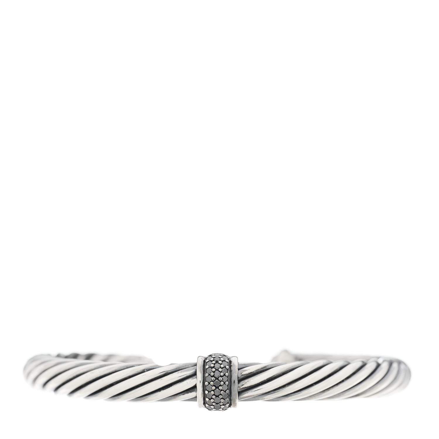 David Yurman Sterling Silver Black Diamond 7mm Cable Classics Station Bracelet 1 of 3