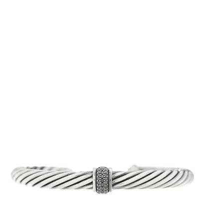David Yurman Sterling Silver Black Diamond 7mm Cable Classics Station Bracelet 1 of 3