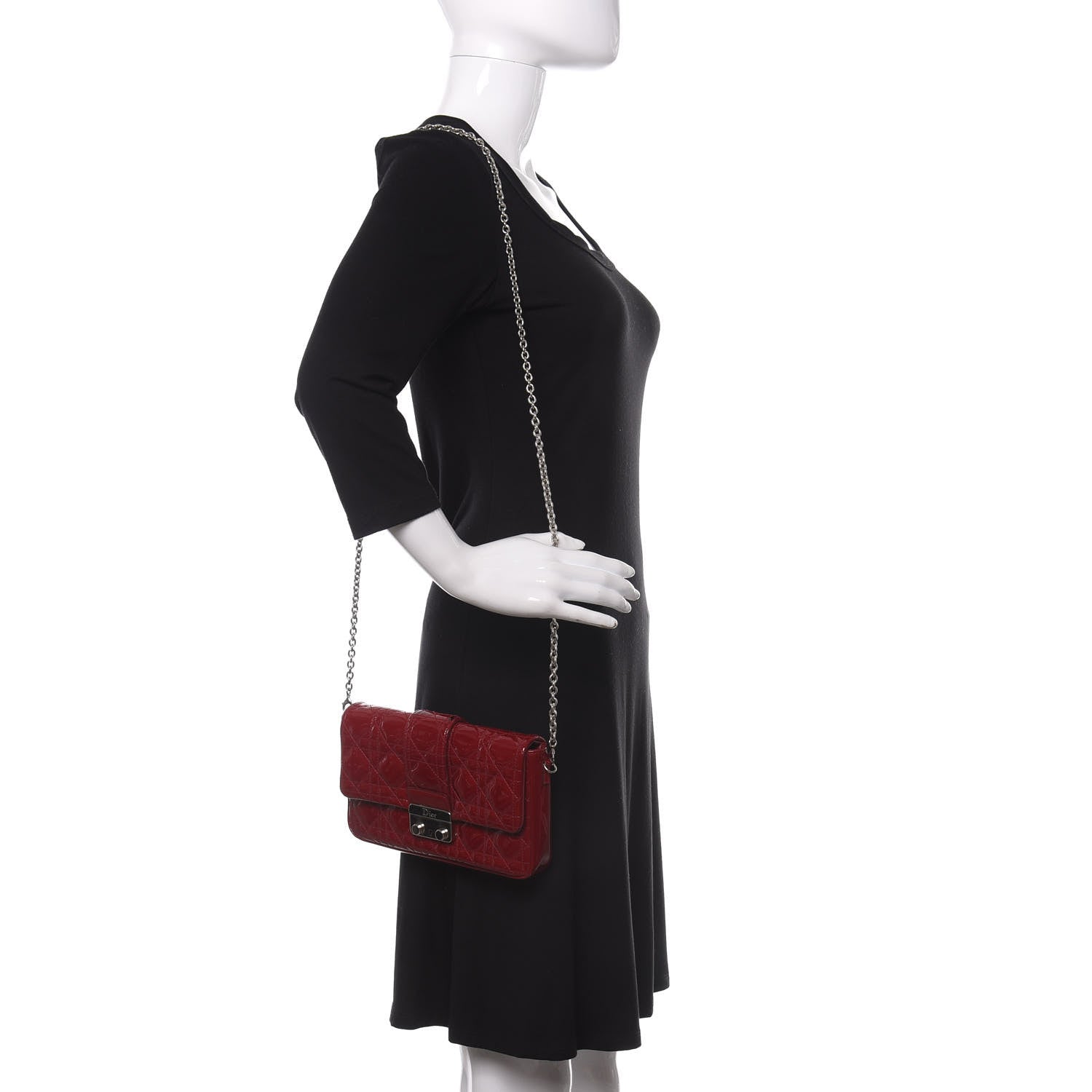 Christian Dior Patent Cannage New Lock Pouch Red 2 of 11