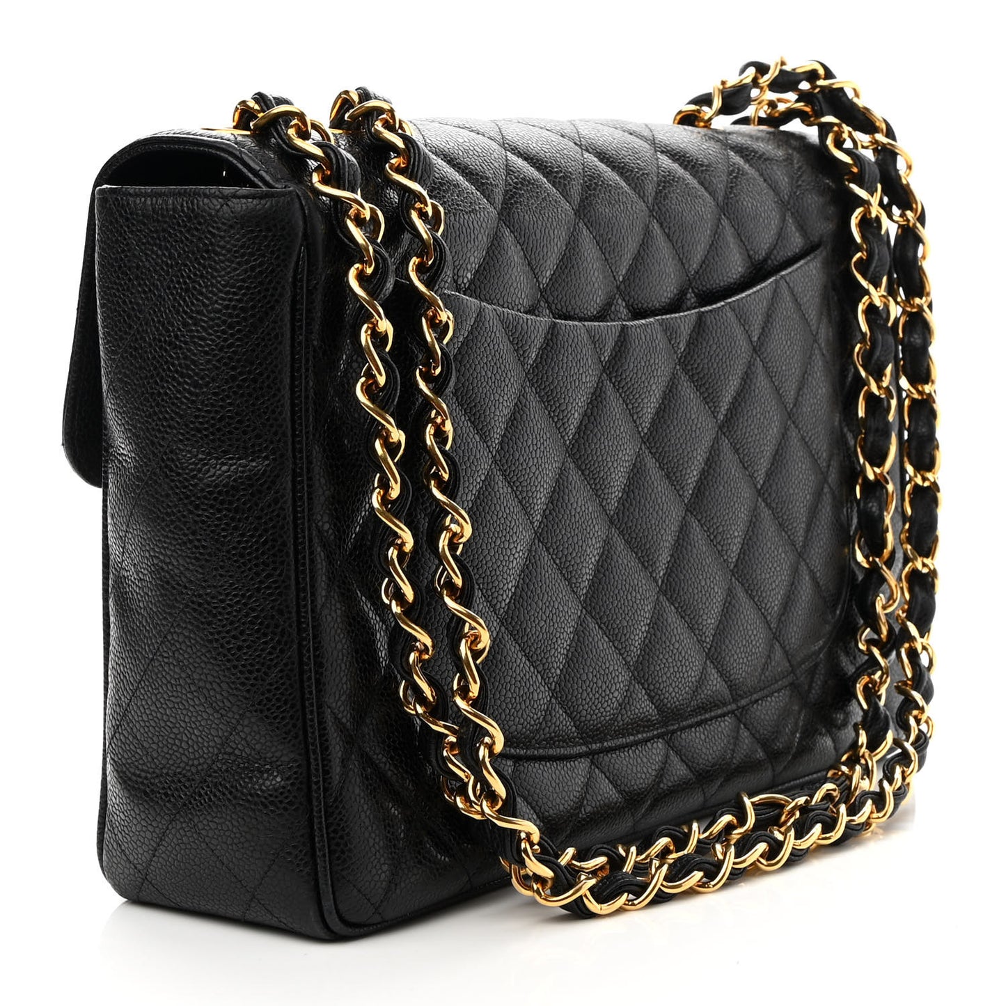 Caviar Quilted XL Jumbo Single Flap Black
