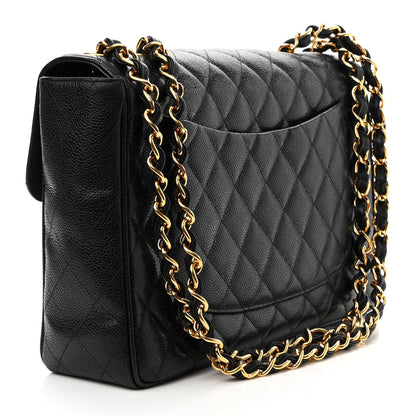 Chanel Caviar Quilted XL Jumbo Single Flap Black 2 of 9