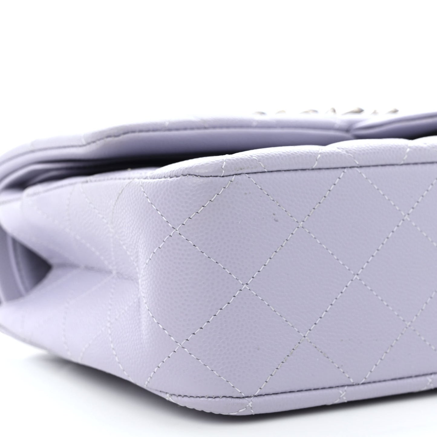 Caviar Quilted Medium Double Flap Light Purple