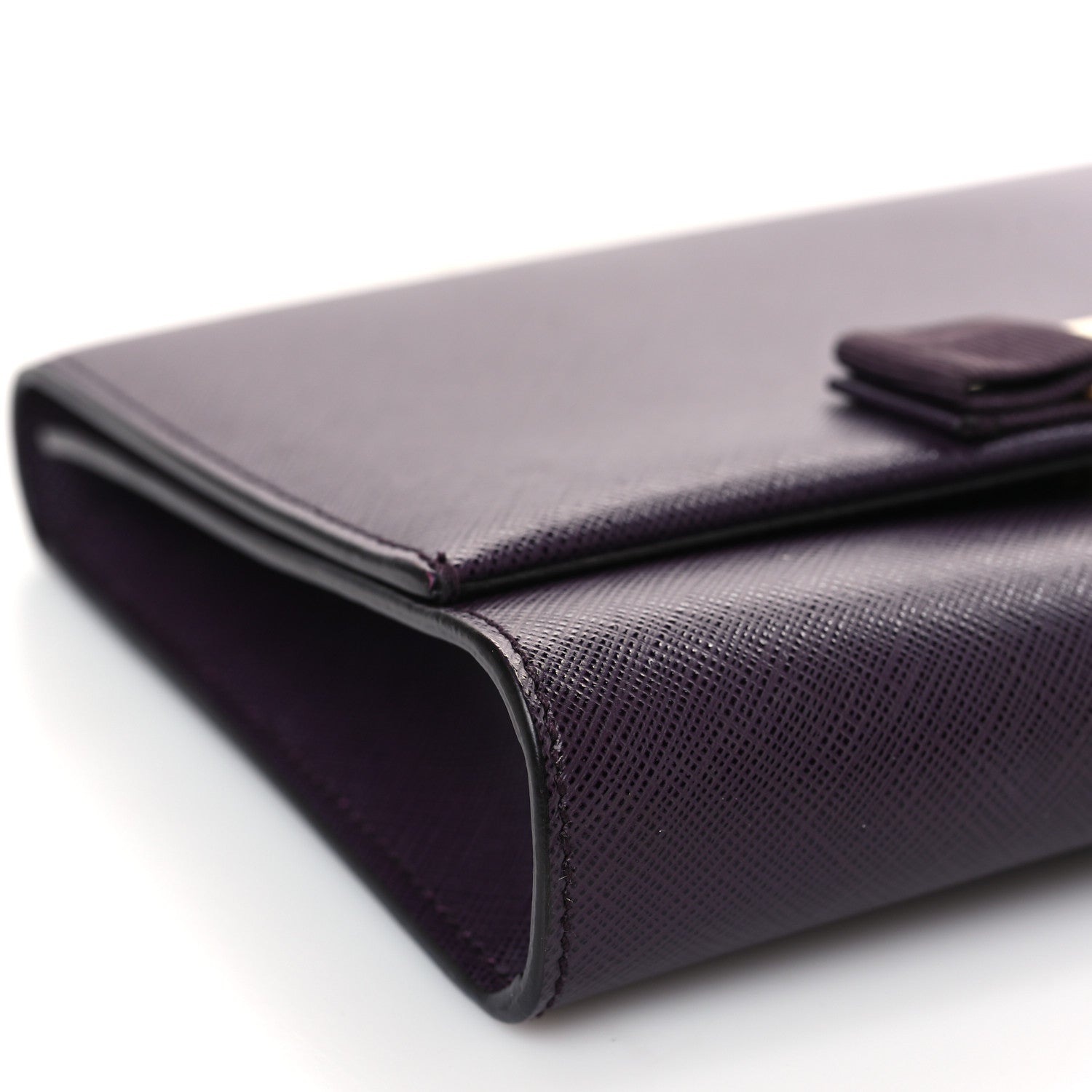 Salvatore Ferragamo Printed Calfskin Vara Bow Chain Flap Crossbody Purple 7 of 9